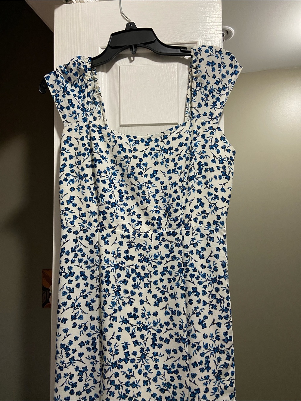 Jessica Simpson White Maxi Dress with Blue Floral Print